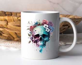 Personalized skull mug for morning grouches