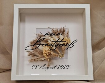 Bridal bouquet frame 3D - picture frame for bridal bouquet - flower frame with saying