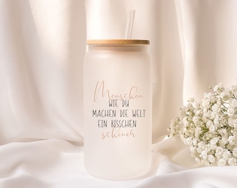 Iced coffee glass | Personalized | Frosted glass | Gift