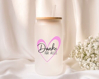 Iced coffee glass | Personalized | Frosted glass | Thank you for everything