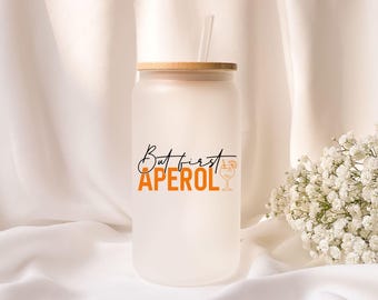 Iced coffee glass | Personalized | Frosted glass | Aperol | Summer | Beach | Cocktail |