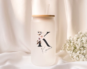 Iced coffee glass | Personalized | Frosted glass | Gift