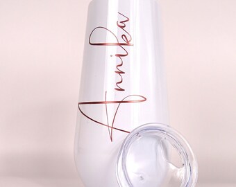 Personalized champagne thermo mug laser engraved on request