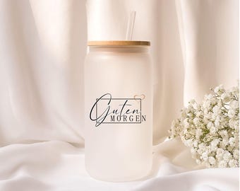 Iced coffee glass | Heart | good morning | Frosted glass | Gift | Personalized - ToGo - Vacation - Summer - Cocktail