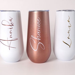 Personalized champagne sparkling wine thermo cup laser engraved upon request