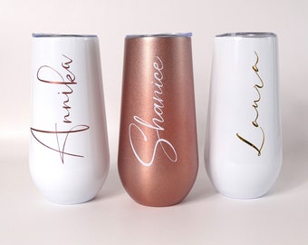 Personalized champagne thermo mug laser engraved on request