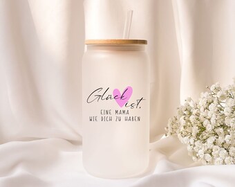 Iced coffee glass | Personalized | Frosted glass | Happiness is...