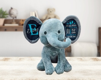 Personalized elephant, baby gift, personalized plush toy