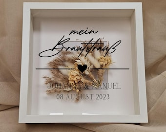 Bridal bouquet frame 3D - picture frame for bridal bouquet - flower frame with saying
