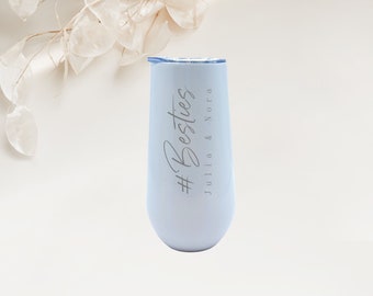 Personalized - Laser Engraved Champagne Sparkling Wine Thermo Mug - Besties - Best Friend