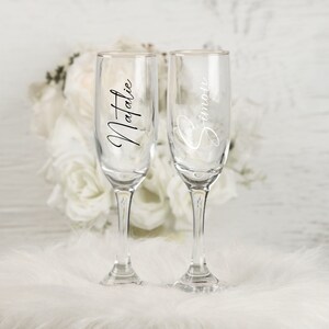 Personalisierte Aufkleber / Etiketten / Sticker zur Hochzeit / JGA / Taufe / Geburtstag / Feier für Sektglas / Weinglas / Glas Bild 2