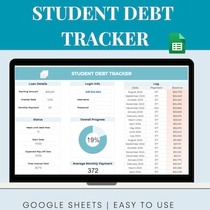 Student Loan Debt Tracker Spreadsheet for Google Sheets (Digital Download)