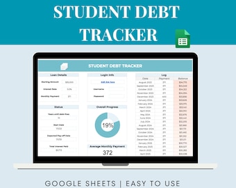 Student Loan Debt Tracker Spreadsheet for Google Sheets (Digital Download)