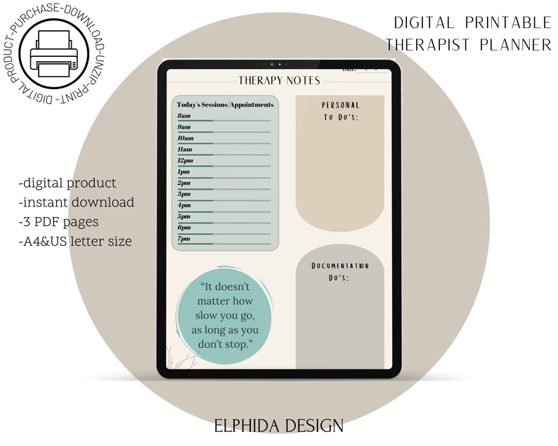 Digital Therapist Planner Printable Therapy Planner Etsy