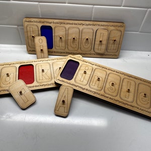 Rompecabezas con nombre personalizado para niños / Madera cortada a láser personalizada / Juguete de aprendizaje para preescolares / Múltiples colores y longitudes / Montessori