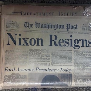 The Washington Post – August 9, 1974 – Nixon Resigns – Historic Original Newspaper