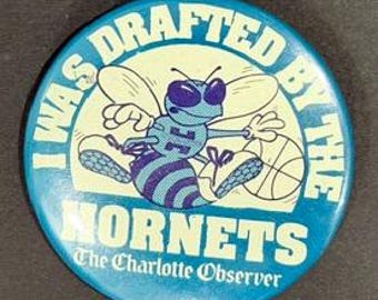 1988 Charlotte Hornets First NBA Draft Buttons – Charlotte Observer Inaugural Season Basketball Memorabilia