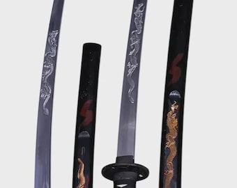 Pair of Decorative Japanese-Style Swords – 41" Katana & 27" Wakizashi – Matching Saya Scabbards – Samurai Display Set