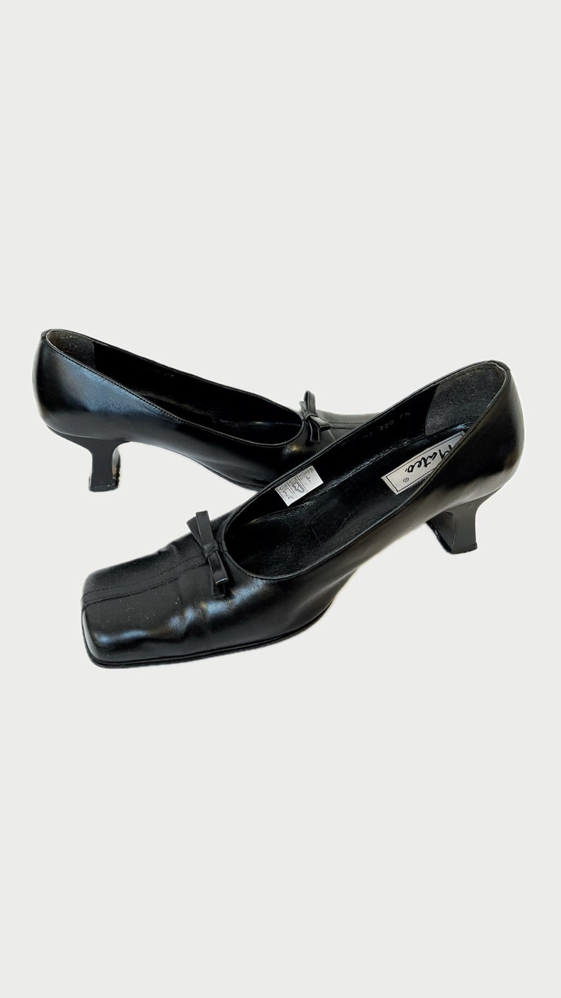 Vintage 90er-Stiletto-Pump-Absätze, 90er-Slingbacks, spitze Vintage-Lederabsätze, spitze 90er-Absätze, Y2K-Pumps, quadratische Vintage-Kitten-Heels Bild 10