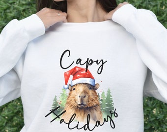 Capy Holidays Sweatshirt, Capybara Christmas, Capybara Sweatshirt, Capybara Tshirt,  Capybara Gift, Capybara Shirt,  Funny Capybara Shirt