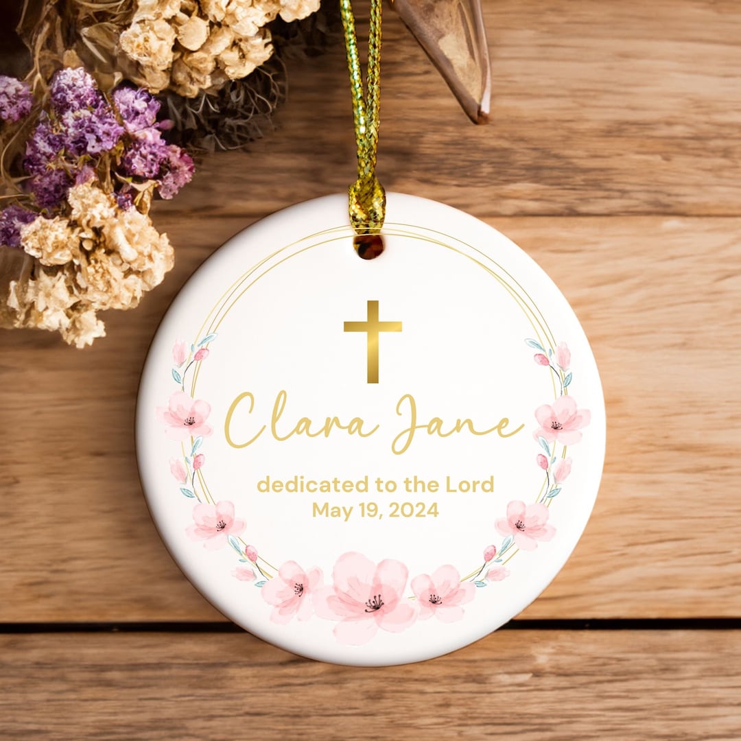 Personalized Baby Dedication Keepsake Ornament Custom Girls Christian