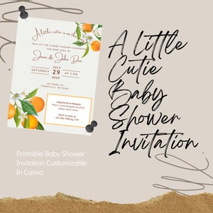 Printable A Little Cutie Baby Shower Invitation