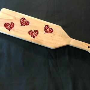 Engraved Hardwood Paddle with Hearts - Frat Style