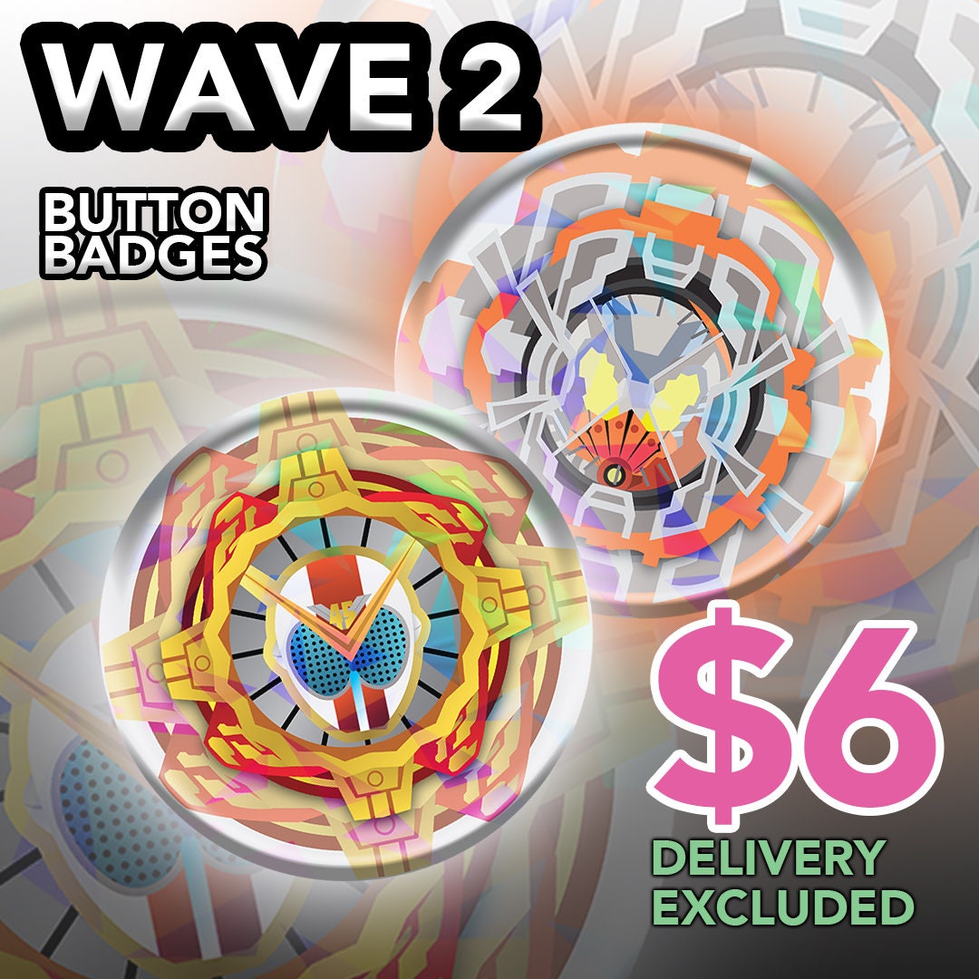 Butcombe Wave Rider Badges Wave 2 | Ridewatch & Zenkai Avataro Gear Button Badges | Kamen Rider ...