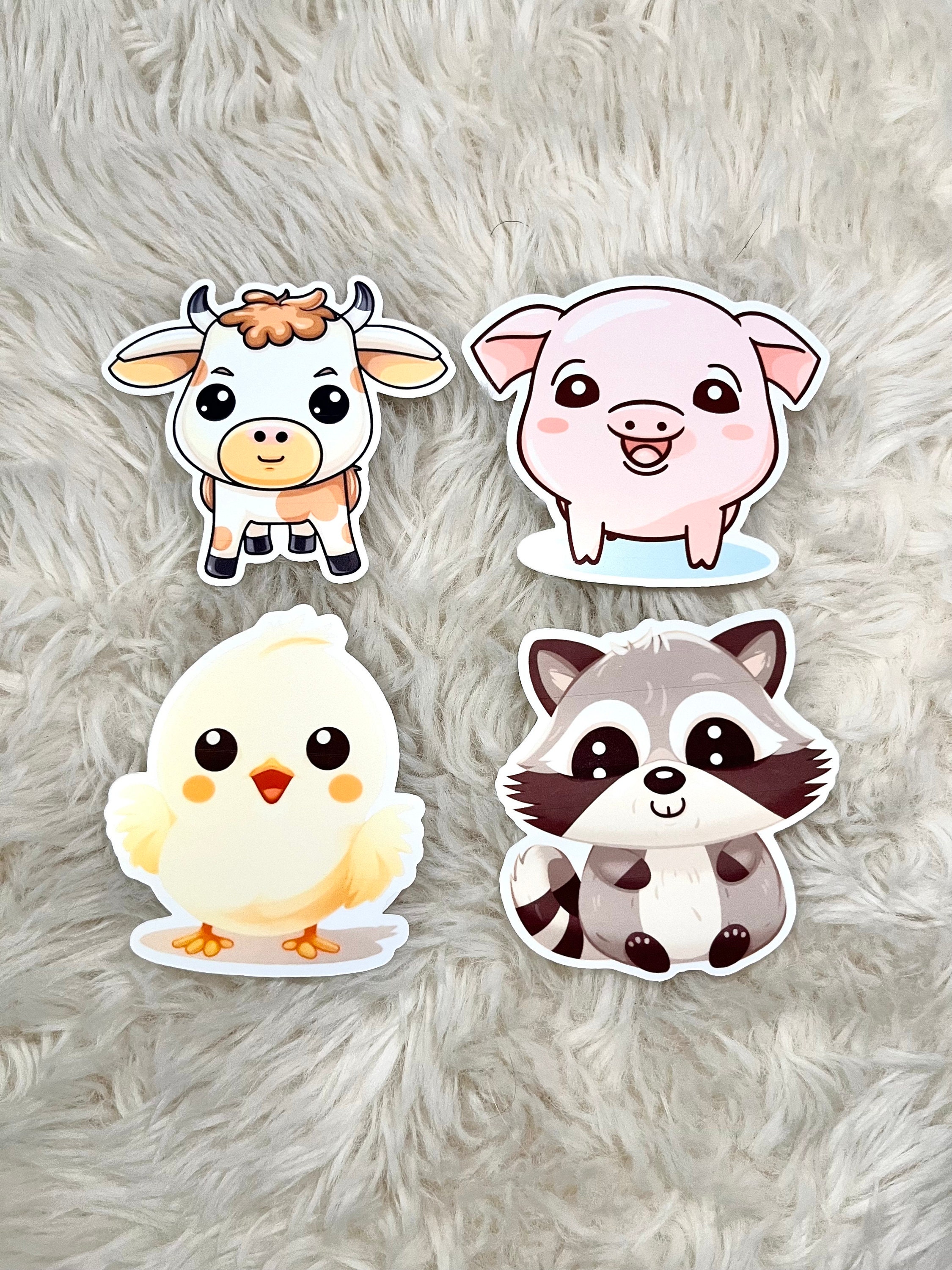 Farm Animal Stickers 4 Pack Waterproof Stickers for Hydroflask Cute