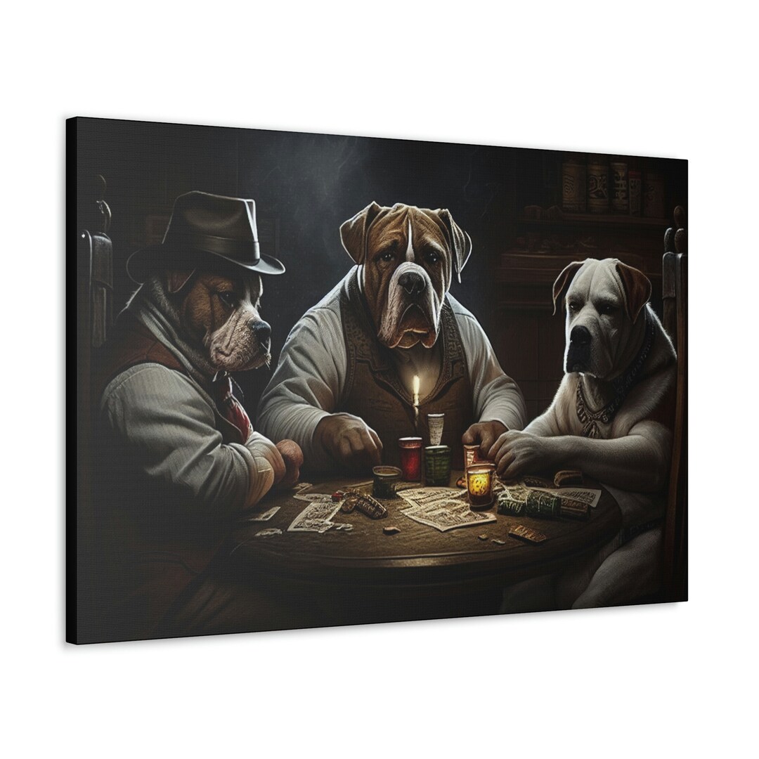 Dogs Playing Poker Canvas Wall Art Etsy