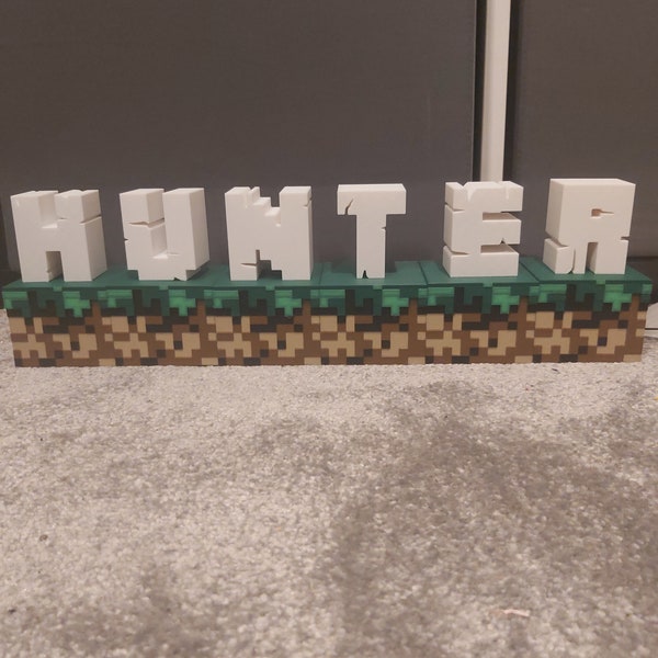 3D Printed Minecraft custom / personalised name on the common block in minecraft perfect finishing touch for a mincraft party decoration