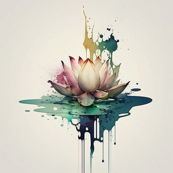 Impression de lotus à l'aquarelle : oeuvre d'art murale gracieuse et élégante pour votre espace - Poster de fleurs