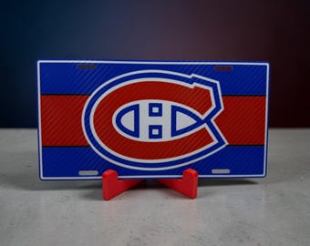 Montreal Hockey Fan License Plate – 3D Printed Desk Sign with Stand