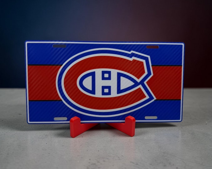 Montreal Hockey Fan License Plate – 3D Printed Desk Sign with Stand