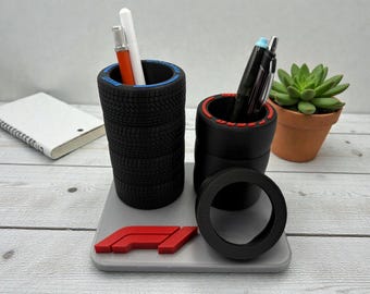 3D Printed F1-Inspired Pen Holder – Desk Organizer for Racing Fan