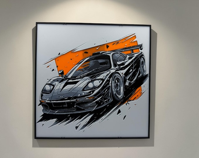 McLaren F1 Hueforge Art | 3D Layered Supercar Wall Decor (20x20cm)