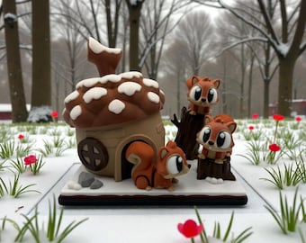 Flexi Squirrel Acorn House Playset – 3D Printed Woodland Scene