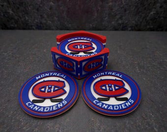 Montreal Canadians Inspired 3D Printed Coaster Set – Set of 8 with Holder