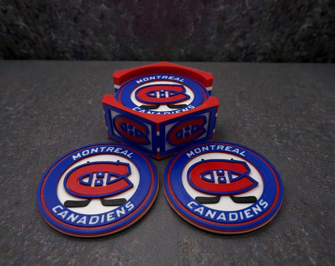 Montreal Canadians Inspired 3D Printed Coaster Set – Set of 8 with Holder