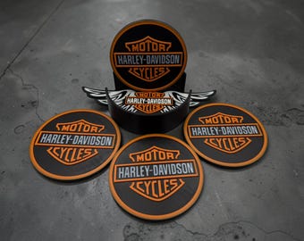 Motorcycle Inspired 3D Printed Coaster Set with Holder