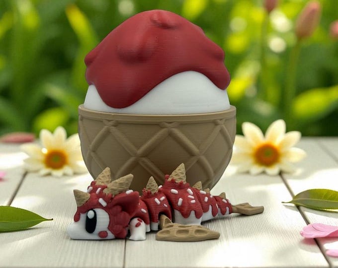 Articulated Baby Dragon with Candy Egg: 3D Printed Fidget Toy