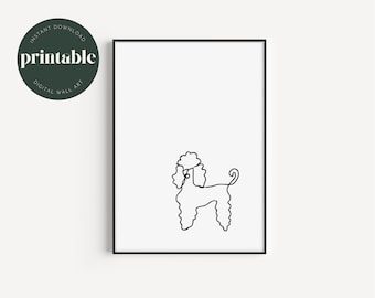 Printable Dog Portrait | Dog Line Drawing | Poodle Poster | Pet Line Art | Pet Line Drawing | Line Art Illustration Print | One Line Drawing