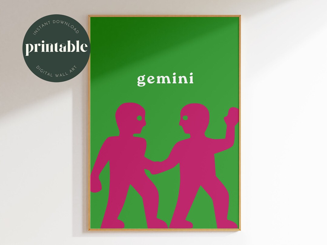 Gemini Printable Gemini Star Sign Instant Download Print Etsy