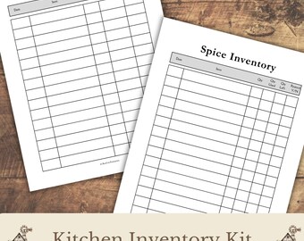 Kitchen Inventory Kit Printable | Pantry, Freezer, Refrigerator & Spice Inventory Logs