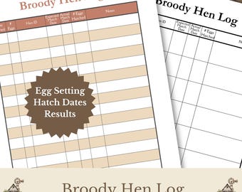 Broody Hen Log Printable, Chicken Egg Setting Tracker, Hatch Date Record Sheet, Backyard Poultry Broody Record PDF