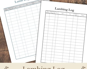 Sheep Lambing Log Printable, Flock Lambing Record, Lambing Record Sheet, Sheep Breeding Records PDF