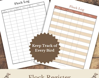 Chicken Flock Register Printable, Backyard Chicken Inventory Log, Poultry Bird Record Sheet, Homestead Flock Tracker PDF