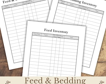 Livestock Feed Inventory Tracker Printable, Hay & Bedding Log, Farm Supply Management Sheet PDF