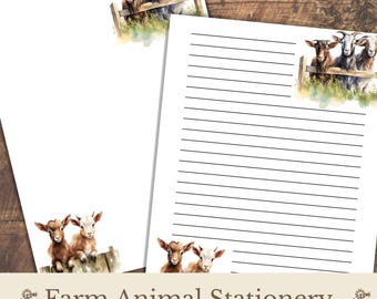Printable Farm Animal Stationery, Homestead Livestock Journal Pages, Note booking Sheets, Digital Download