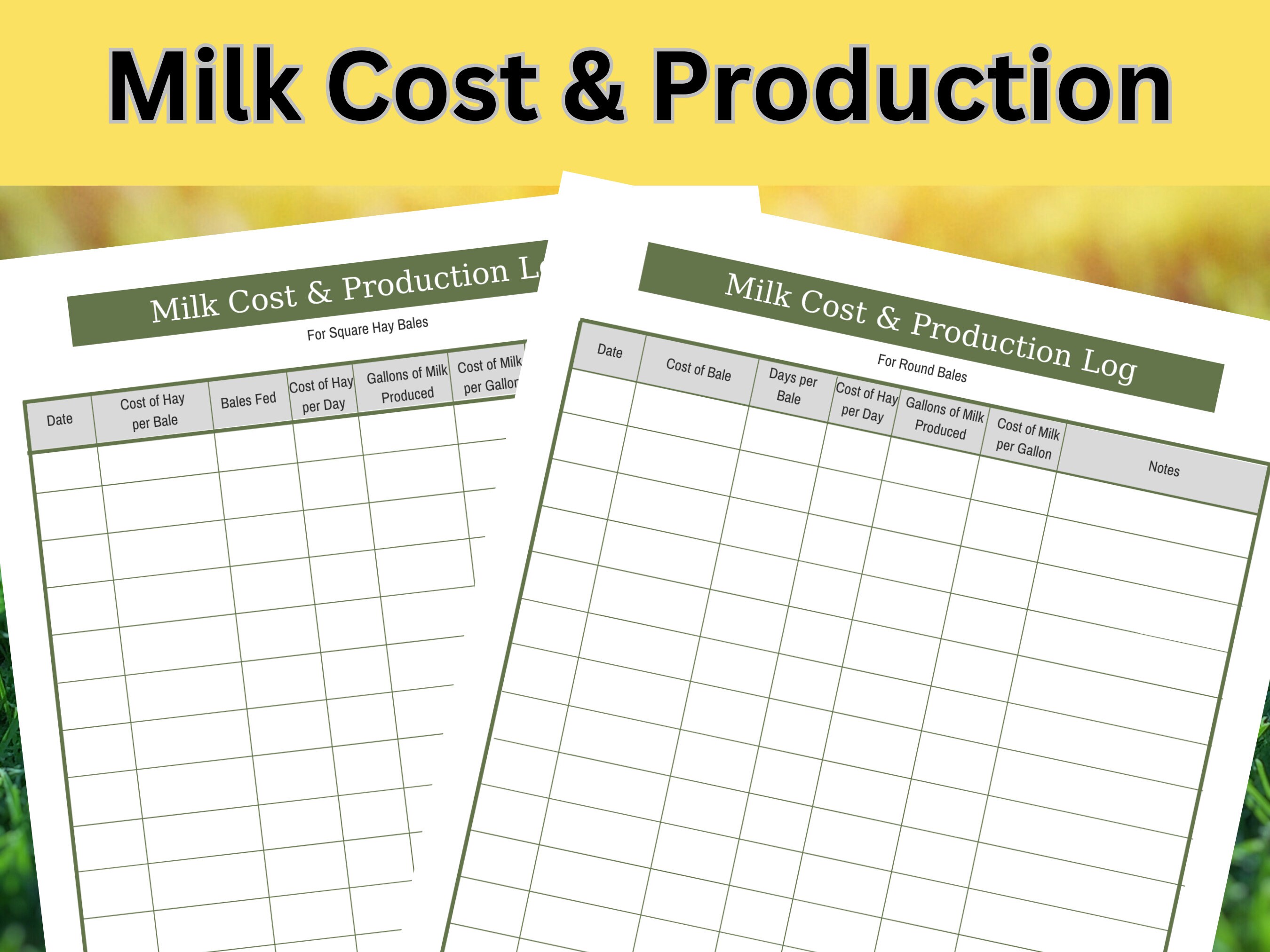 Milk Cost Record Dairy Printable Milking Log Goat Etsy